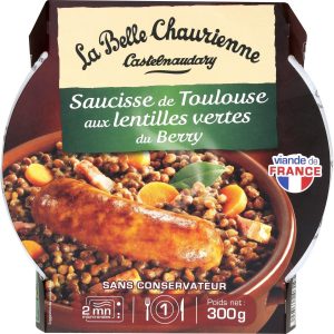 Toulouse sausage with Lentils La Belle Chaurienne - My French Grocery